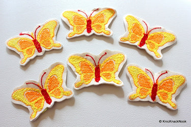 Yellow and Red Butterfly Applique Patches x 3